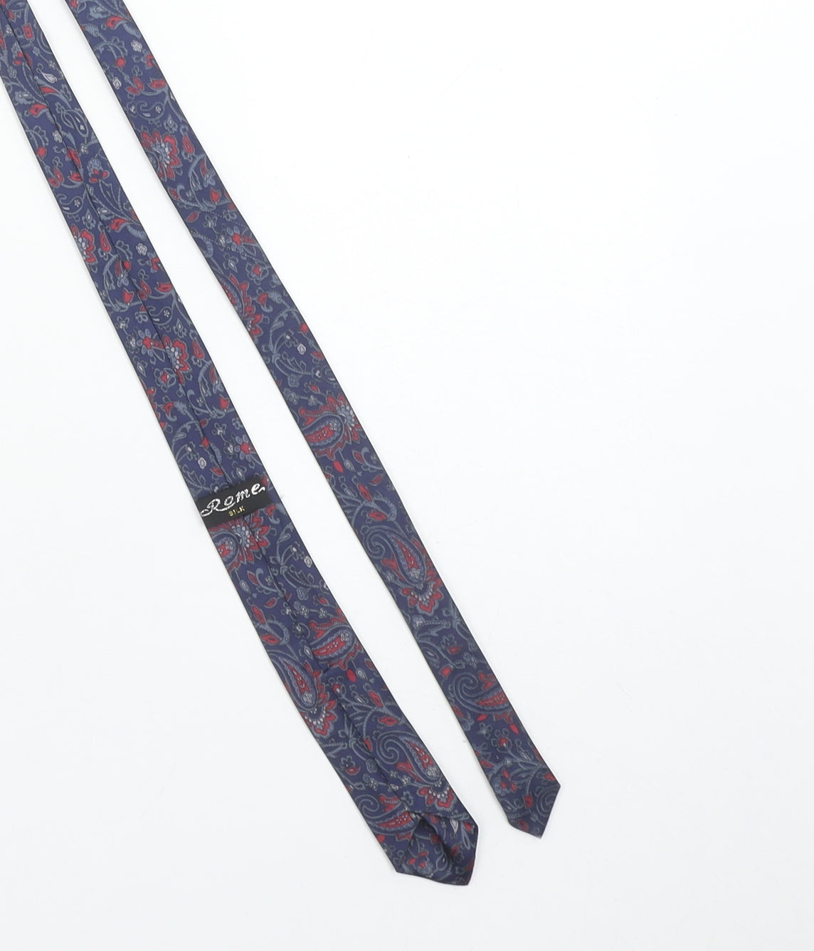 Rome Silk Paisley Blue Red Slim Tie for Men