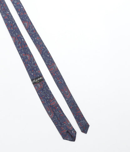 Rome Silk Paisley Blue Red Slim Tie for Men