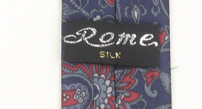Rome Silk Paisley Blue Red Slim Tie for Men