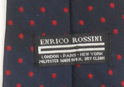 Enrico Rossini Men's Blue Red Polka Dot Slim Tie Polyester