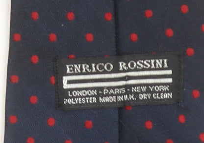 Enrico Rossini Men's Blue Red Polka Dot Slim Tie Polyester