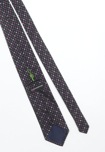 Mens butlerandwebb Black Polka Dot 100% Silk Slim Tie