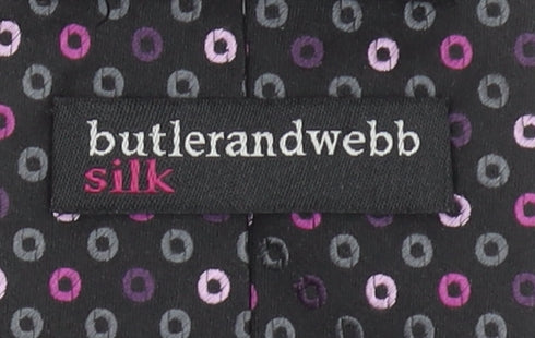 Mens butlerandwebb Black Polka Dot 100% Silk Slim Tie