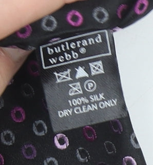 Mens butlerandwebb Black Polka Dot 100% Silk Slim Tie