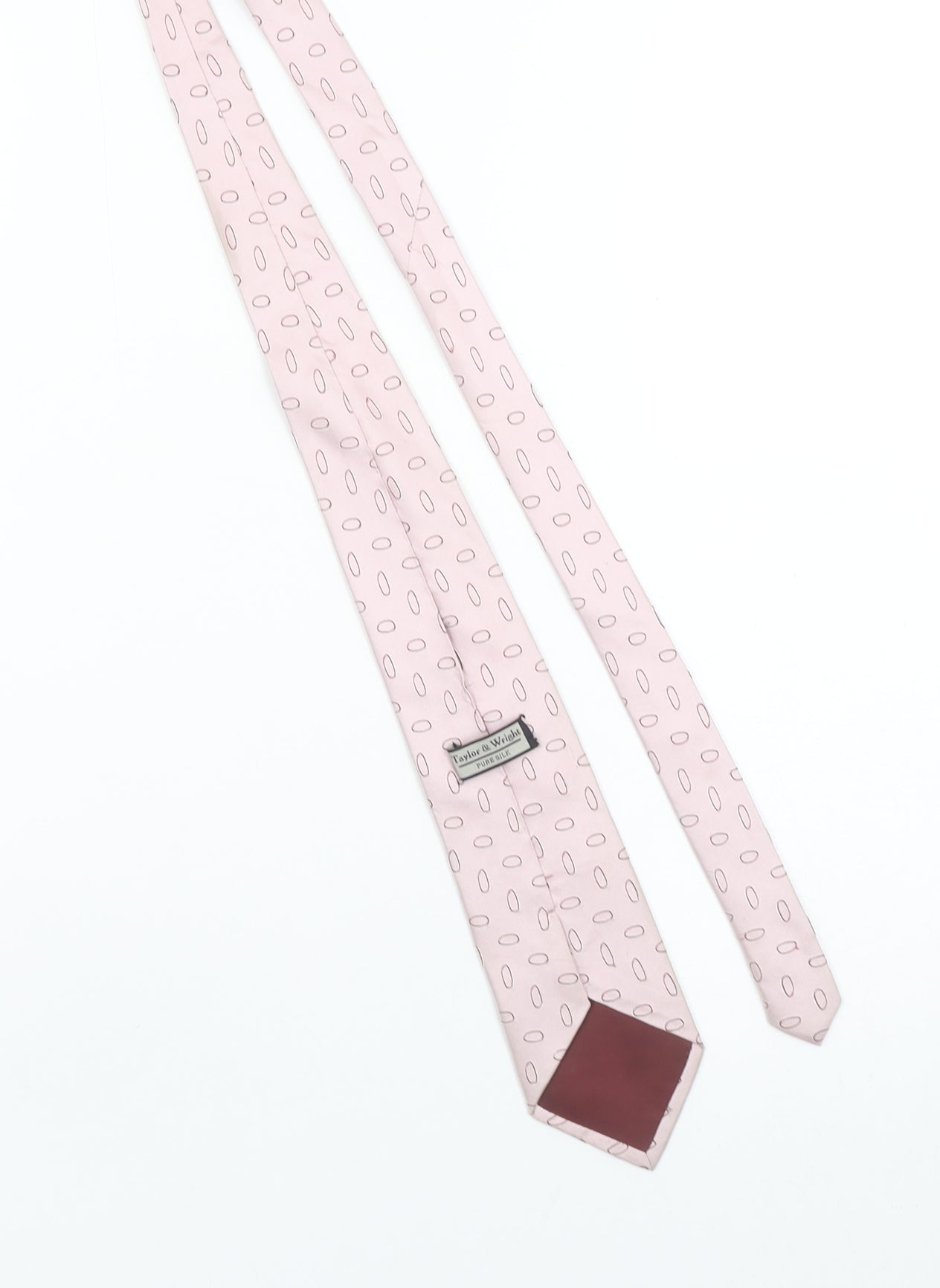 Taylor & Wright Men's Pink Geometric Pure Silk Slim Tie