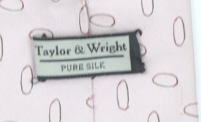 Taylor & Wright Men's Pink Geometric Pure Silk Slim Tie
