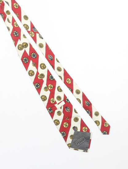 Gianfranco Ferre Men's Red Designer Silk Striped Tie Made in Italy