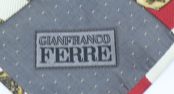 Gianfranco Ferre Men's Red Designer Silk Striped Tie Made in Italy