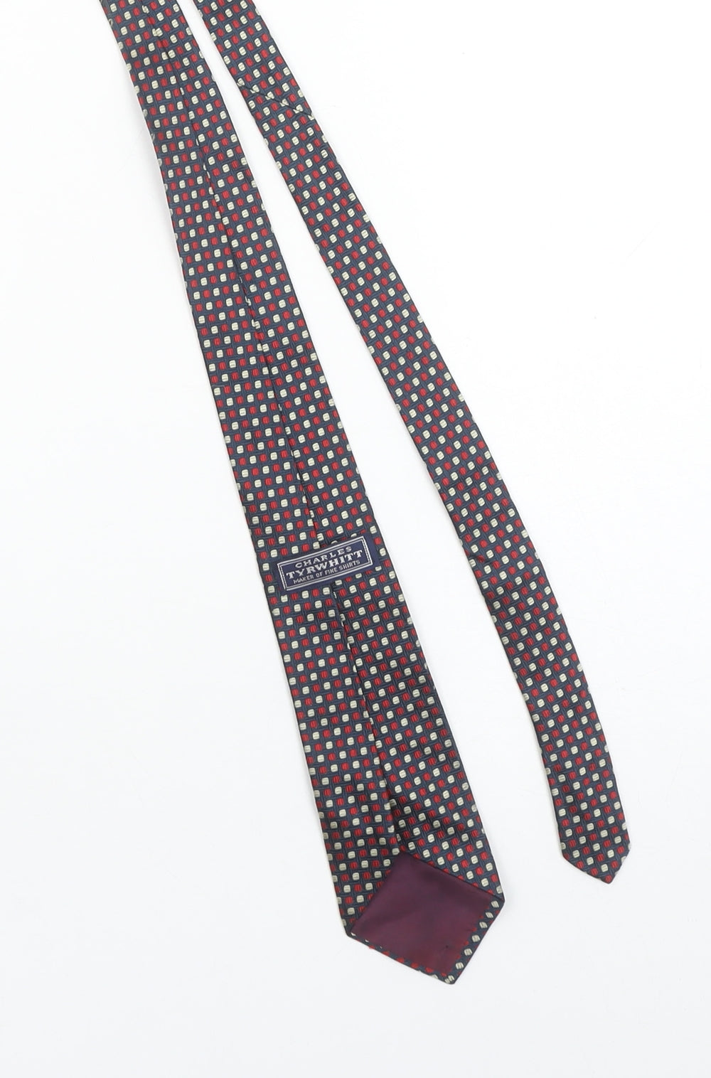 Charles Tyrwhitt Men's Blue Geometric Silk Tie Made in England