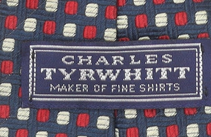 Charles Tyrwhitt Men's Blue Geometric Silk Tie Made in England