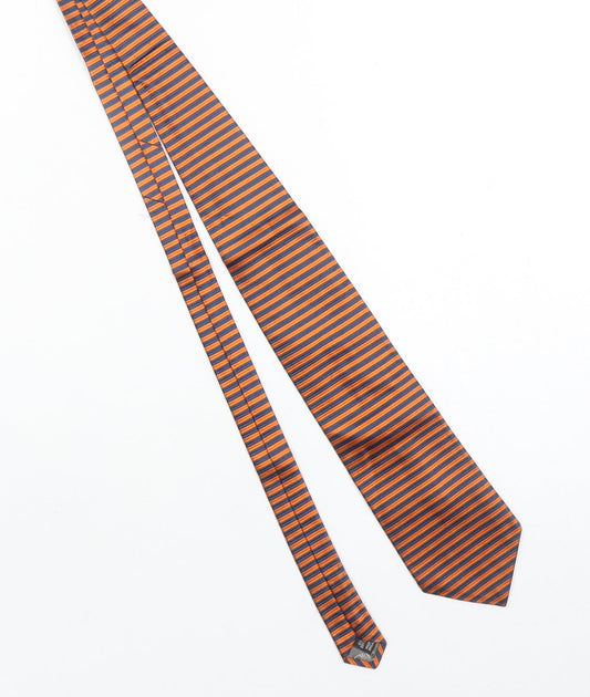 Vicenza Men's Orange & Blue Striped Silk Tie Made in England