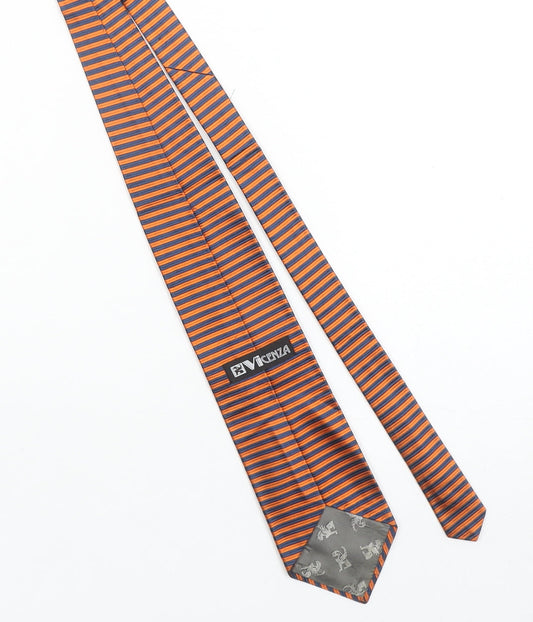 Vicenza Men's Orange & Blue Striped Silk Tie Made in England