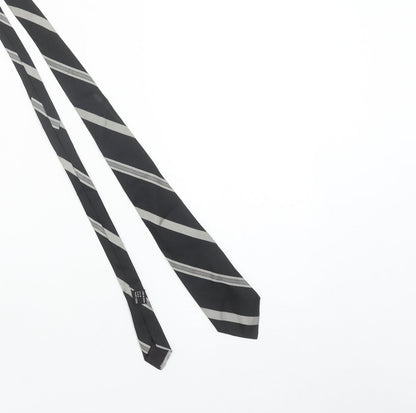 Gianni Versace Men's Black Striped Silk Designer Tie One Size