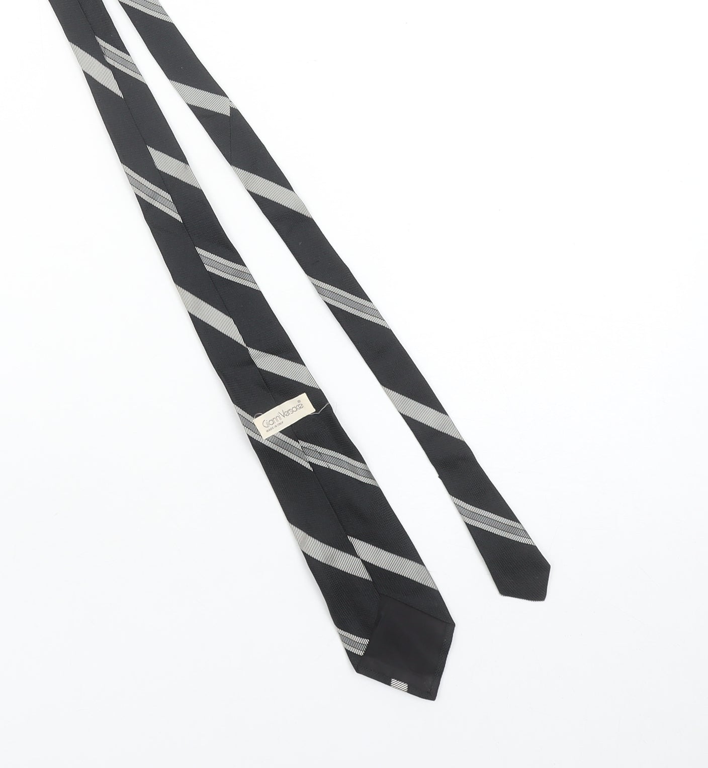 Gianni Versace Men's Black Striped Silk Designer Tie One Size