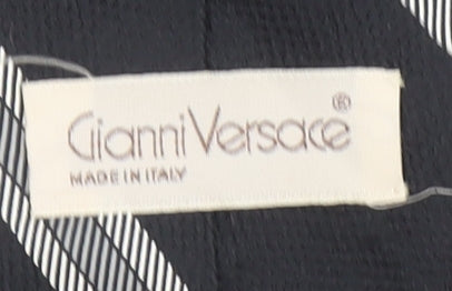 Gianni Versace Men's Black Striped Silk Designer Tie One Size