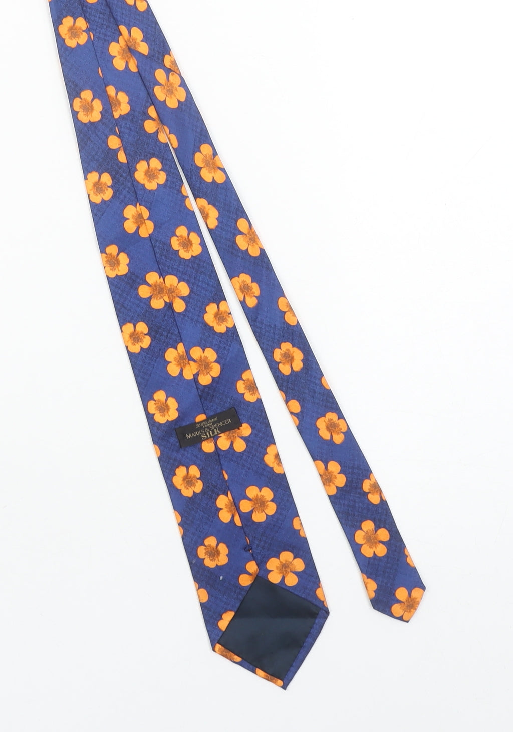 Marks and Spencer Men's Blue Floral Silk Designer Tie