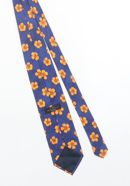 Marks and Spencer Men's Blue Floral Silk Designer Tie