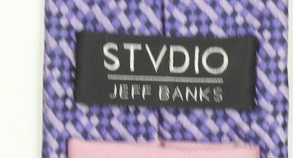 Jeff Banks Men's Purple Geometric Silk Designer Tie One Size