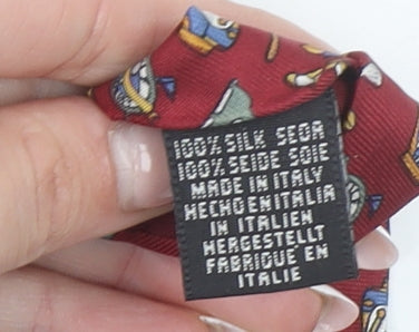 Beaufort by The Rack Men's Red Golf Print Silk Tie Made in Italy