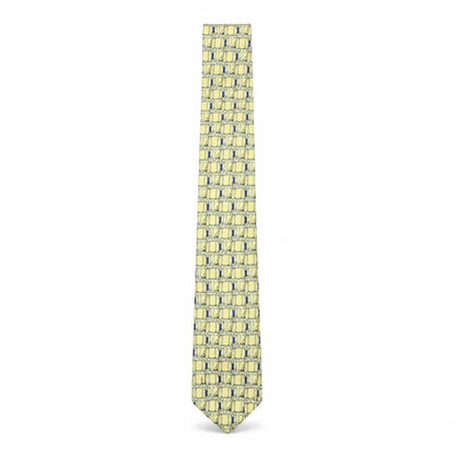 Mens Victor Laurent Yellow Geometric 100% Silk Designer Tie