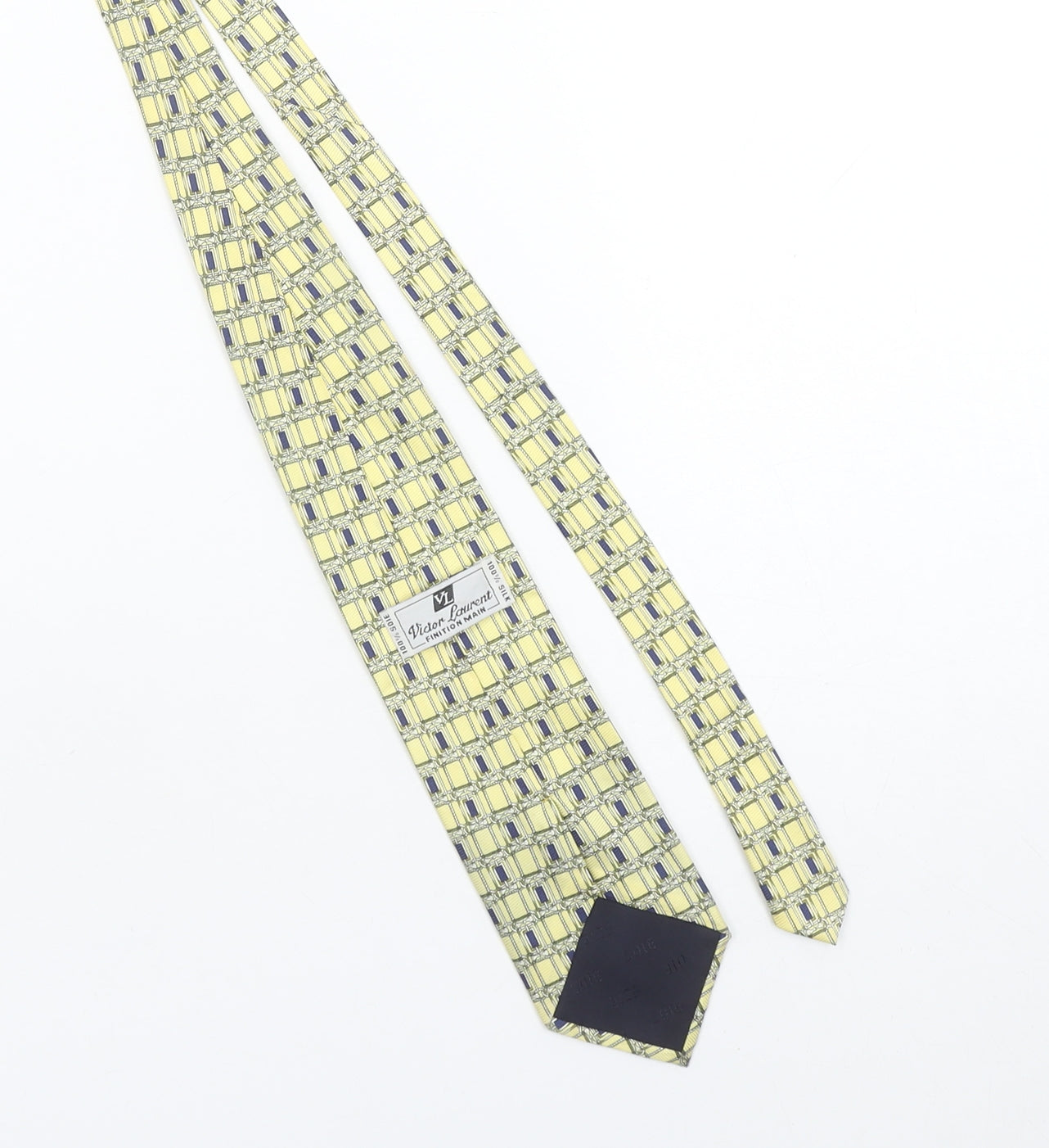 Victor Laurent Men's Yellow Geometric 100% Silk Tie One Size