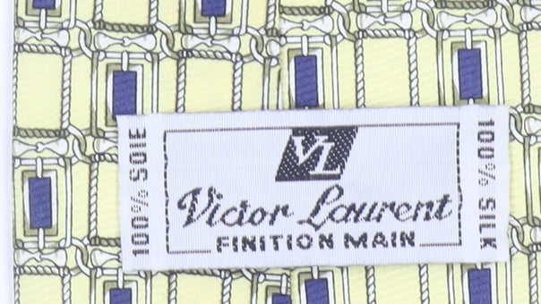 Victor Laurent Men's Yellow Geometric 100% Silk Tie One Size