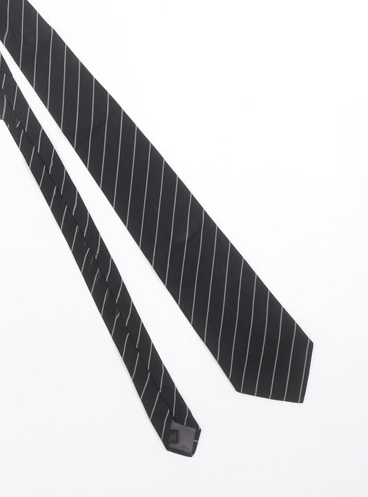 Trend Christian Men's Black Striped Slim Silk Cotton Tie