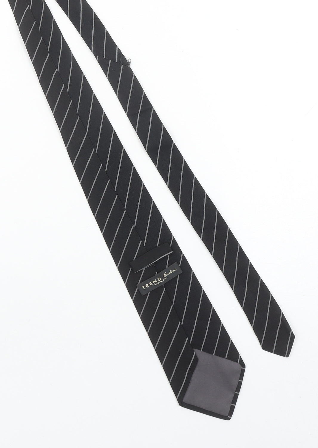 Trend Christian Men's Black Striped Slim Silk Cotton Tie
