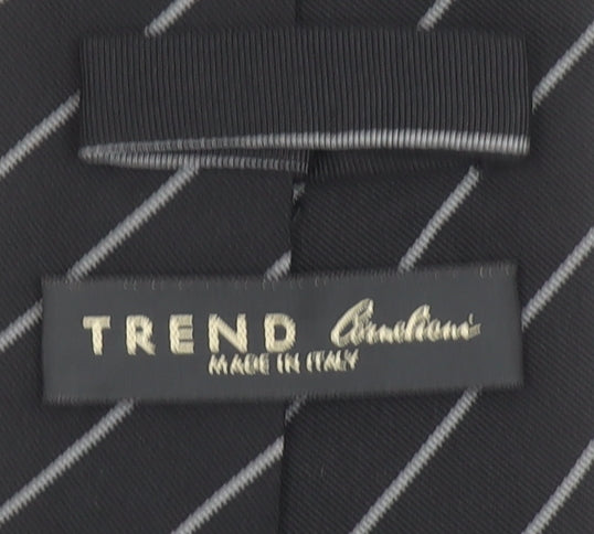 Trend Christian Men's Black Striped Slim Silk Cotton Tie