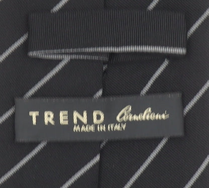 Trend Christian Men's Black Striped Slim Silk Cotton Tie