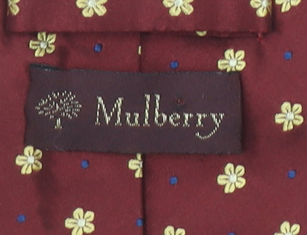 Mulberry Men Red Floral Silk Designer Tie