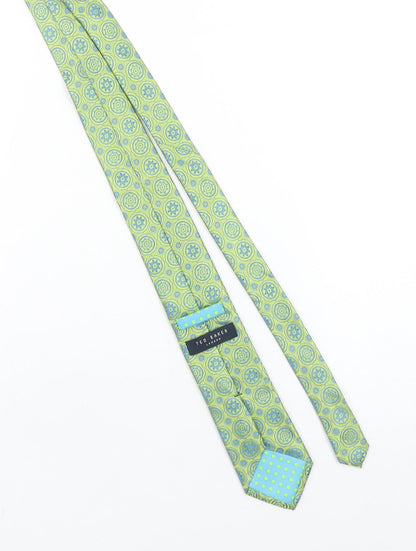 Ted Baker Men Aqua Green Geometric Silk Slim Tie 176cm