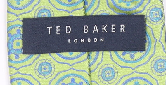 Ted Baker Men Aqua Green Geometric Silk Slim Tie 176cm