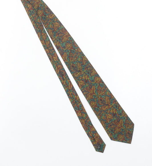 Henry Fox Men's Brown Floral Silk Tie Made in UK - Vintage
