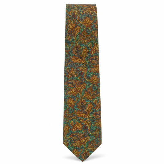 Mens Henry Fox Brown Floral 100% Silk Pointed Tie