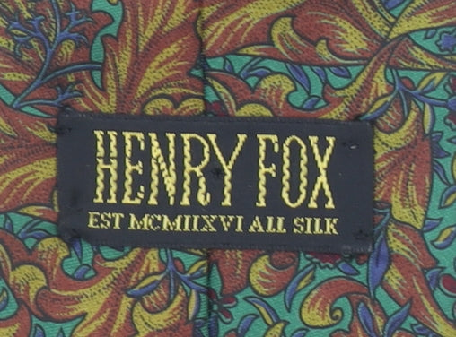 Henry Fox Men's Brown Floral Silk Tie Made in UK - Vintage