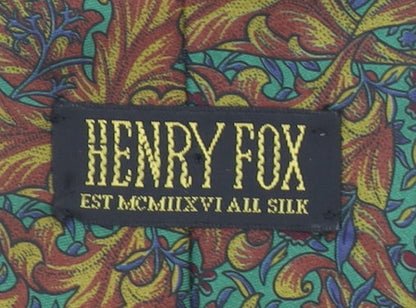 Henry Fox Men's Brown Floral Silk Tie Made in UK - Vintage