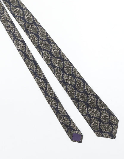 Mens Kent & Curwen Blue Paisley 100% Silk Designer Tie