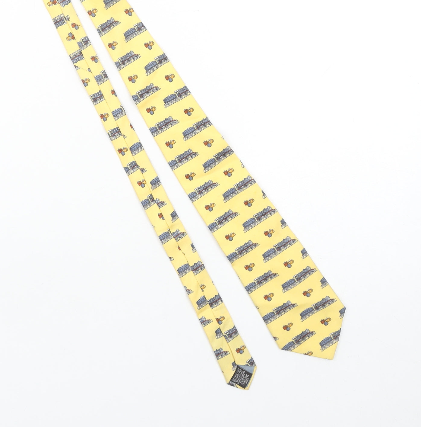 Beaufort by Reko Men’s Yellow Silk Train Patterned Tie Made in Italy