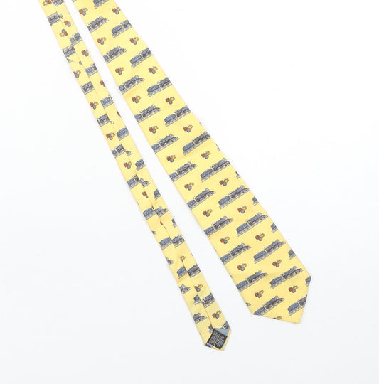 Beaufort by Reko Men’s Yellow Silk Train Patterned Tie Made in Italy