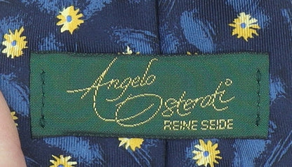Angelo Ostenti Men’s Blue Floral Silk Designer Tie One Size