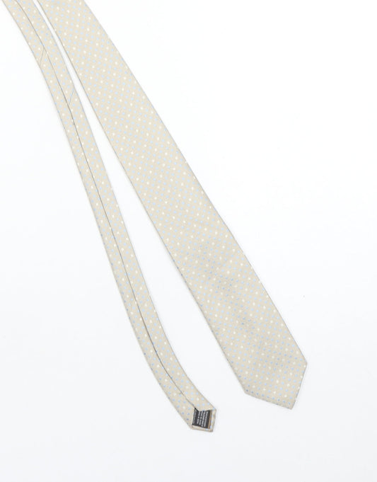 Tie Rack Men's Beige Blue Geometric Slim Polyester Tie