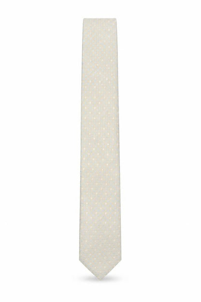 Mens Tie Rack Beige Geometric 100% Polyester Slim Tie