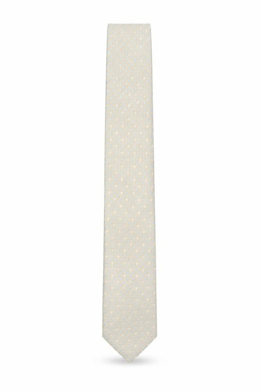 Mens Tie Rack Beige Geometric 100% Polyester Slim Tie