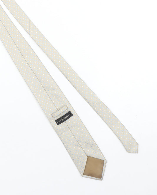 Tie Rack Men's Beige Blue Geometric Slim Polyester Tie