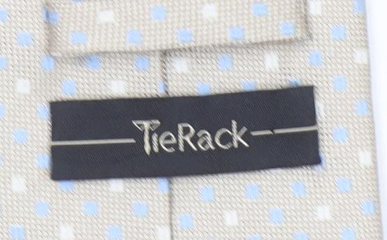Mens Tie Rack Beige Geometric 100% Polyester Slim Tie