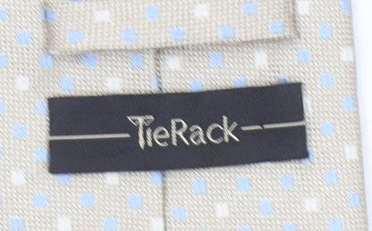 Mens Tie Rack Beige Geometric 100% Polyester Slim Tie