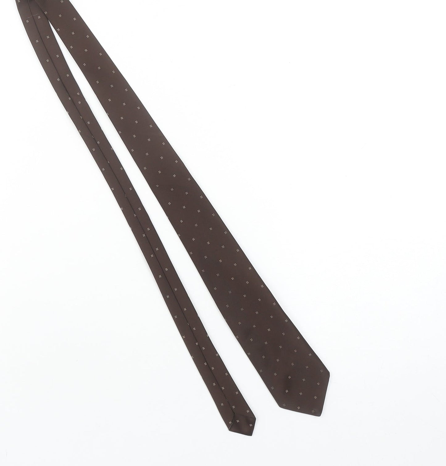 Life Style Men’s Brown Polka Dot Pointed Tie Made in Britain 100% Polyester