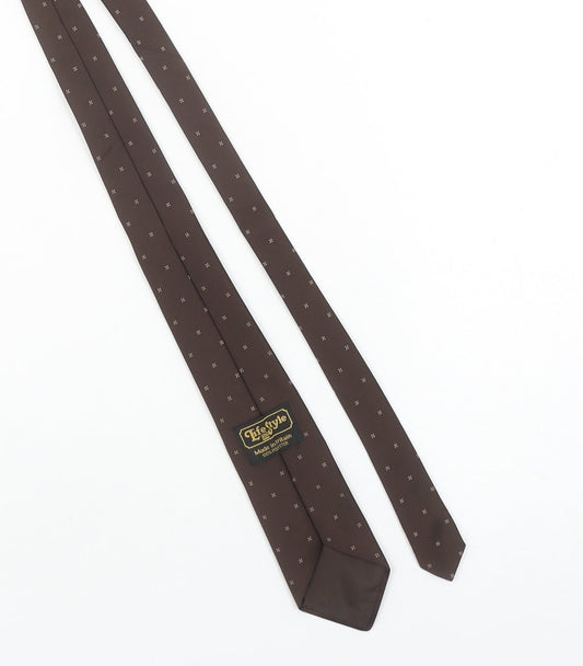 Life Style Men’s Brown Polka Dot Pointed Tie Made in Britain 100% Polyester