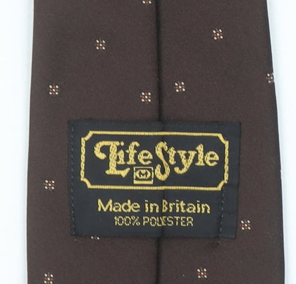 Life Style Men’s Brown Polka Dot Pointed Tie Made in Britain 100% Polyester